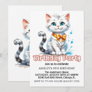 Convite Festa de aniversário de Gatinhos Maiúsculos e Boni
