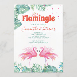 Convite Festa de aniversário de Gêmeos Flamingo da Waterco