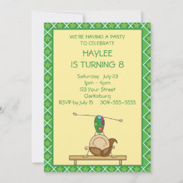 Convite Festa de aniversário de Ginástica de Figura Verde