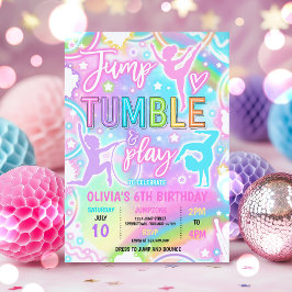 Convite Festa de aniversário de ginástica do Pastel Rainbo