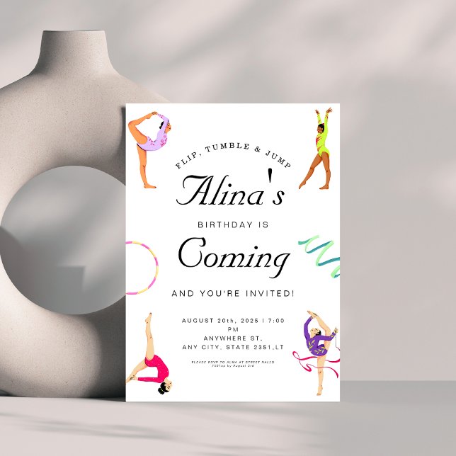 Convite Festa de aniversário de ginástica moderna (Criador carregado)