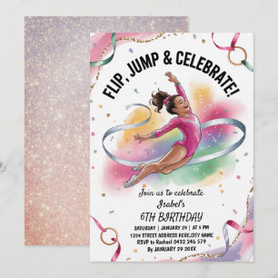 Convite Festa de Aniversário de Ginástica para Meninas da
