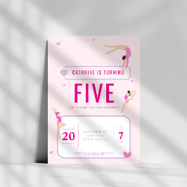 Convite Festa de aniversário de ginástica rosa