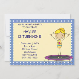 Convite Festa de Aniversário de Ginástica Trampolim Azul