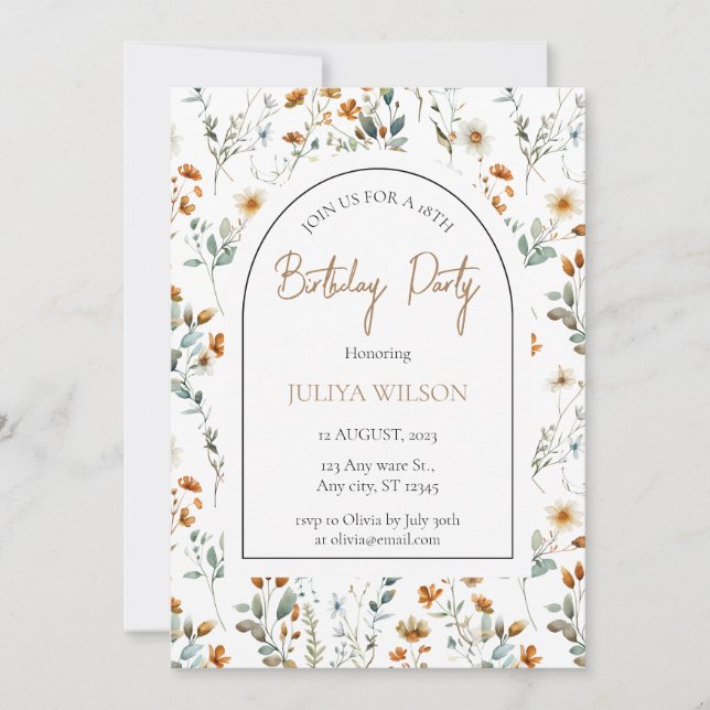 Convite Festa de aniversário de girassol (Frente)