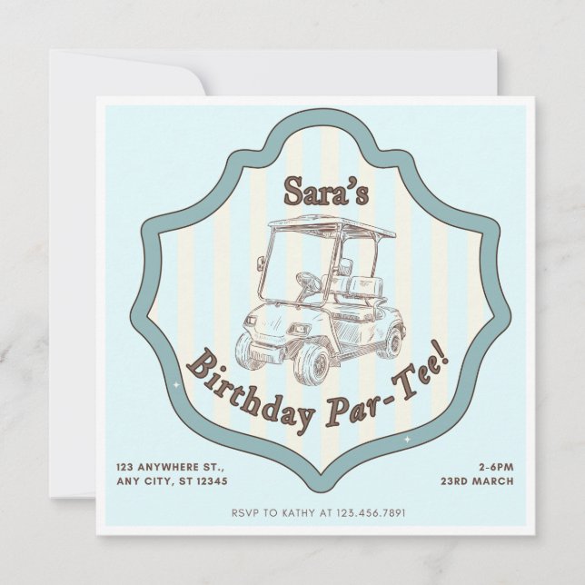 Convite Festa de aniversário de Golf Themed (Frente)