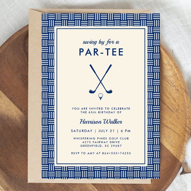 Convite Festa de aniversário de Golfe Adulto Moderno a Qua (Criador carregado)