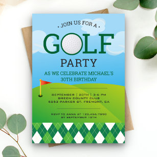 Convite Festa de aniversário de Golfe Moderno