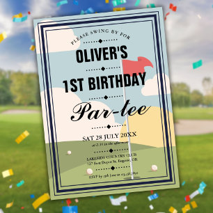 Convite Festa de Aniversário de Golfe para Qualquer Idade