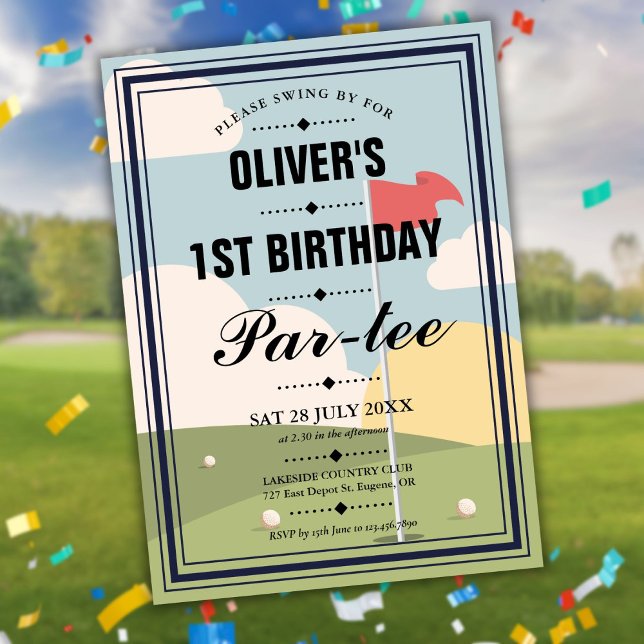 Convite Festa de Aniversário de Golfe para Qualquer Idade  (Golf Partee Any Age Birthday Party Invitation)