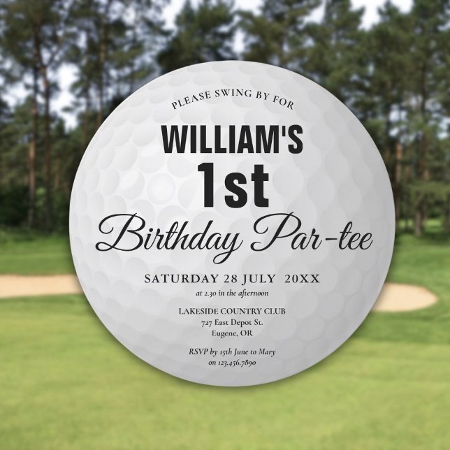 Convite Festa de Aniversário de Golfe para Qualquer Idade  (Any Age Golf Birthday Party Golf Ball Invitation)
