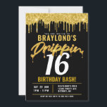 Convite Festa de aniversário de gota<br><div class="desc">Este Convite de aniversário é perfeito para qualquer idade! Esta é uma opção popular para uma celebração Swag 16.</div>