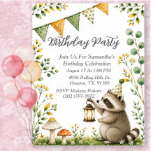 Festa de Aniversário de Guaxinim Animal Sem Gênero