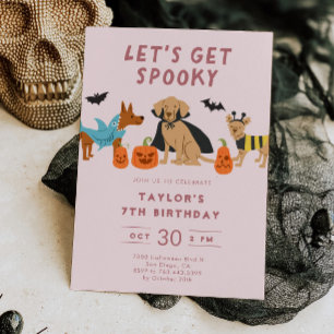 Convite Festa de Aniversário de Halloween com Cachorros Fa