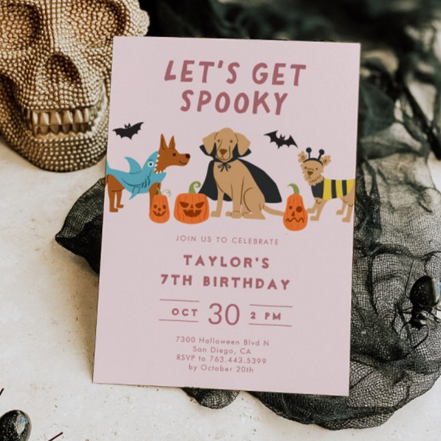 Convite Festa de Aniversário de Halloween com Cachorros Fa (Criador carregado)