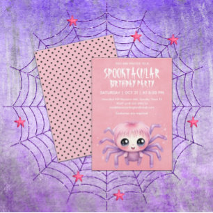 Convite Festa de aniversário de Halloween de Spider Kawaii