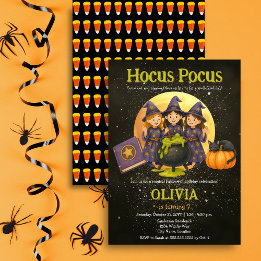 Convite Festa de Aniversário de Halloween Hocus Pocus