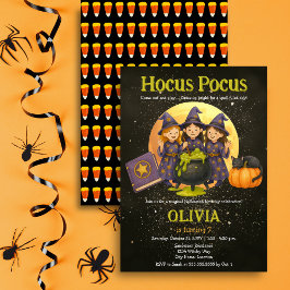 Convite Festa de Aniversário de Halloween Hocus Pocus