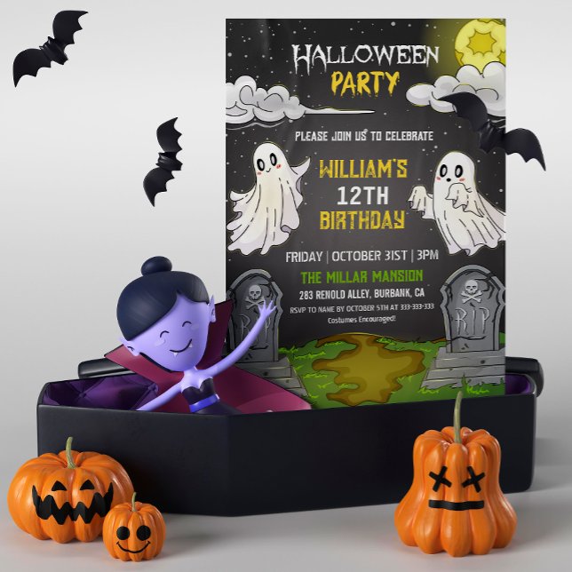 Convite Festa de aniversário de Halloween para Fantasmas B (Criador carregado)