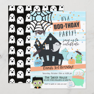 Convite Festa de Aniversário de Halloween Pastel para Meni
