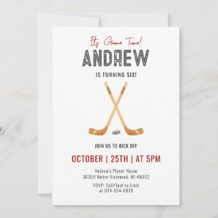 Convite Festa de aniversário de Hockey com Cadeias Navegáv