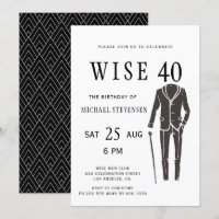 festa de aniversário de homem preto e branco sábio