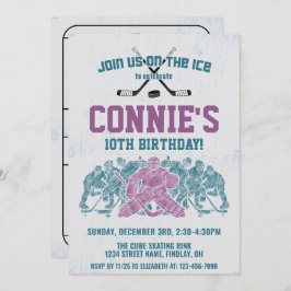 Convite Festa de aniversário De Hóquei No Gelo, Roxo Qualq