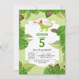 Convite Festa de aniversário de Iguana Lizard para Animais