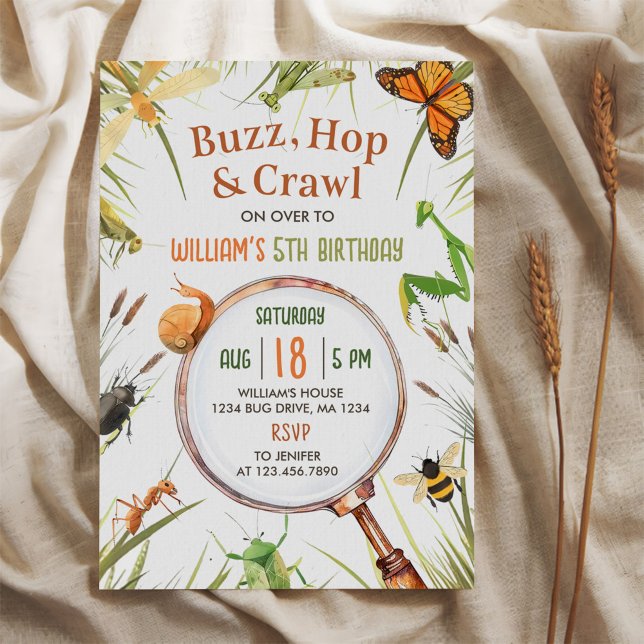 Convite Festa de aniversário de Insetos da Natureza (Criador carregado)