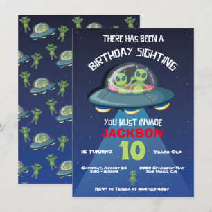 Convite Festa de aniversário de invasão de Alienígena e