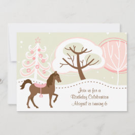 Convite Festa de aniversário de inverno bonito de Cavalo M