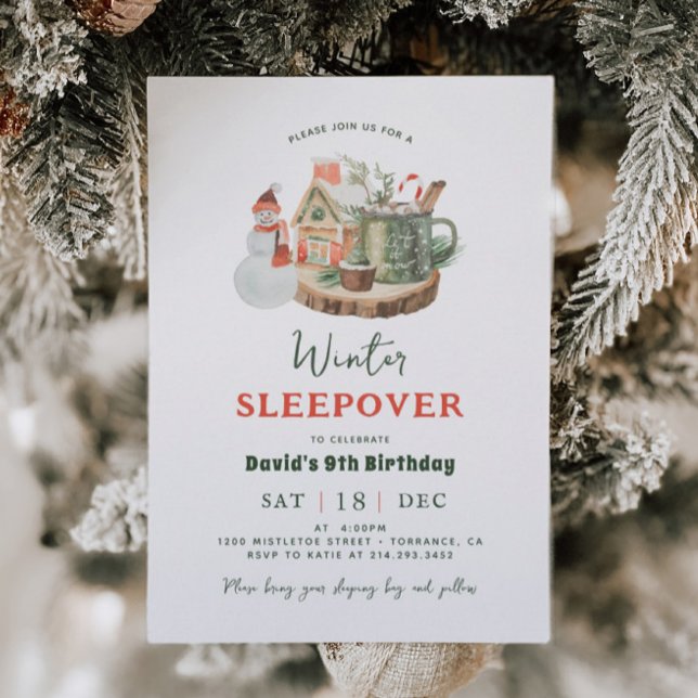 Convite Festa de aniversário de inverno da Festa de Descan (Criador carregado)