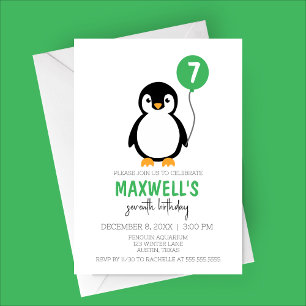 Convite Festa de aniversário de inverno do Pinguim Minimal