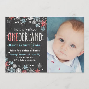 Convite festa de aniversário de inverno Onederland, garot