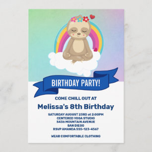 Convite Festa de Aniversário de Ioga da Preguiça Meditando