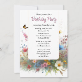 Convite Festa de aniversário de jardim Flores naturais