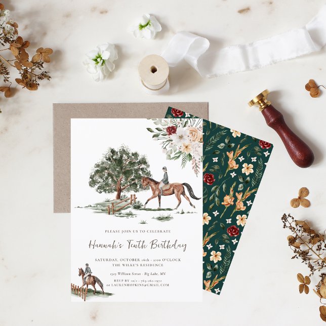 Convite Festa de aniversário de Jockey com Cavalo bonito (Criador carregado)