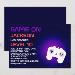 Convite Festa de Aniversário de Jogador de Video Game Subi