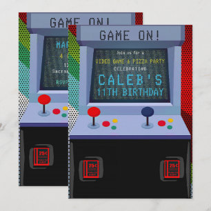 Convite Festa de Aniversário de Jogo de Vídeo Arcade
