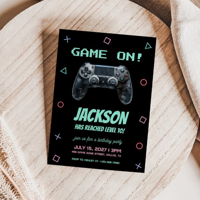 Convite Festa de Aniversário de Jogos de Vídeo (Criador carregado)