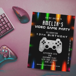 Convite Festa de Aniversário de Jogos de Vídeo Controle Ne