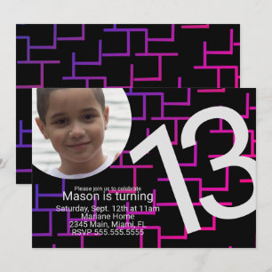 Convite Festa de aniversário de jogos Neon Maze Gamer Fot