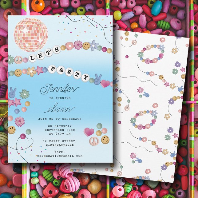 Convite Festa de aniversário de Joias de Amizade Bracelet (Friendship Bracelet Girl Jewelry Birthday Party Invitation)
