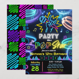 Convite Festa de Aniversário de Karaokê como uma Estrela P