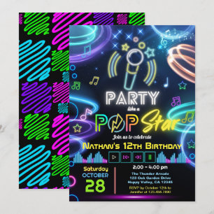 Convite Festa de Aniversário de Karaokê como uma Estrela P