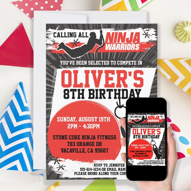 Convite Festa de aniversário de Karate do Guerreiro Ninja (Criador carregado)