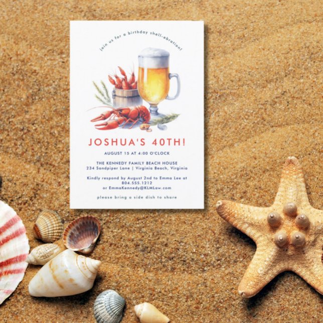 Convite Festa de aniversário de lagosta Vermelha (Criador carregado)