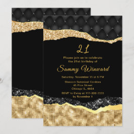 Convite Festa de aniversário de lágrimas de vidro preto e 