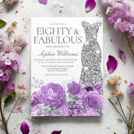 Convite Festa de aniversário de Lavanda e prata