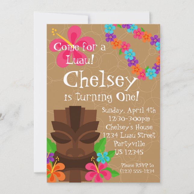 Convite Festa de aniversário de Luau dos leus do homem e (Frente)